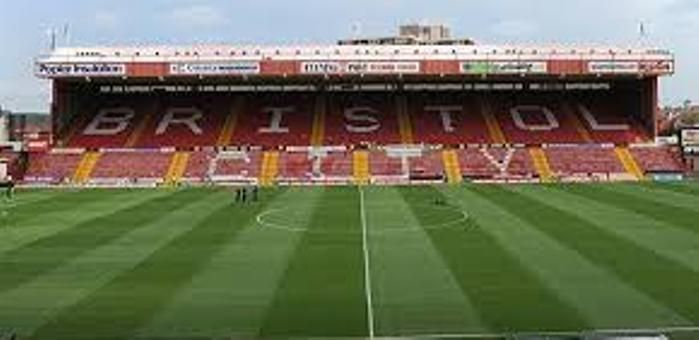 The pitch and stands at Ashton Gate Stadium